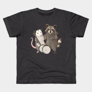 Opossum and Raccoon with banjos Kids T-Shirt